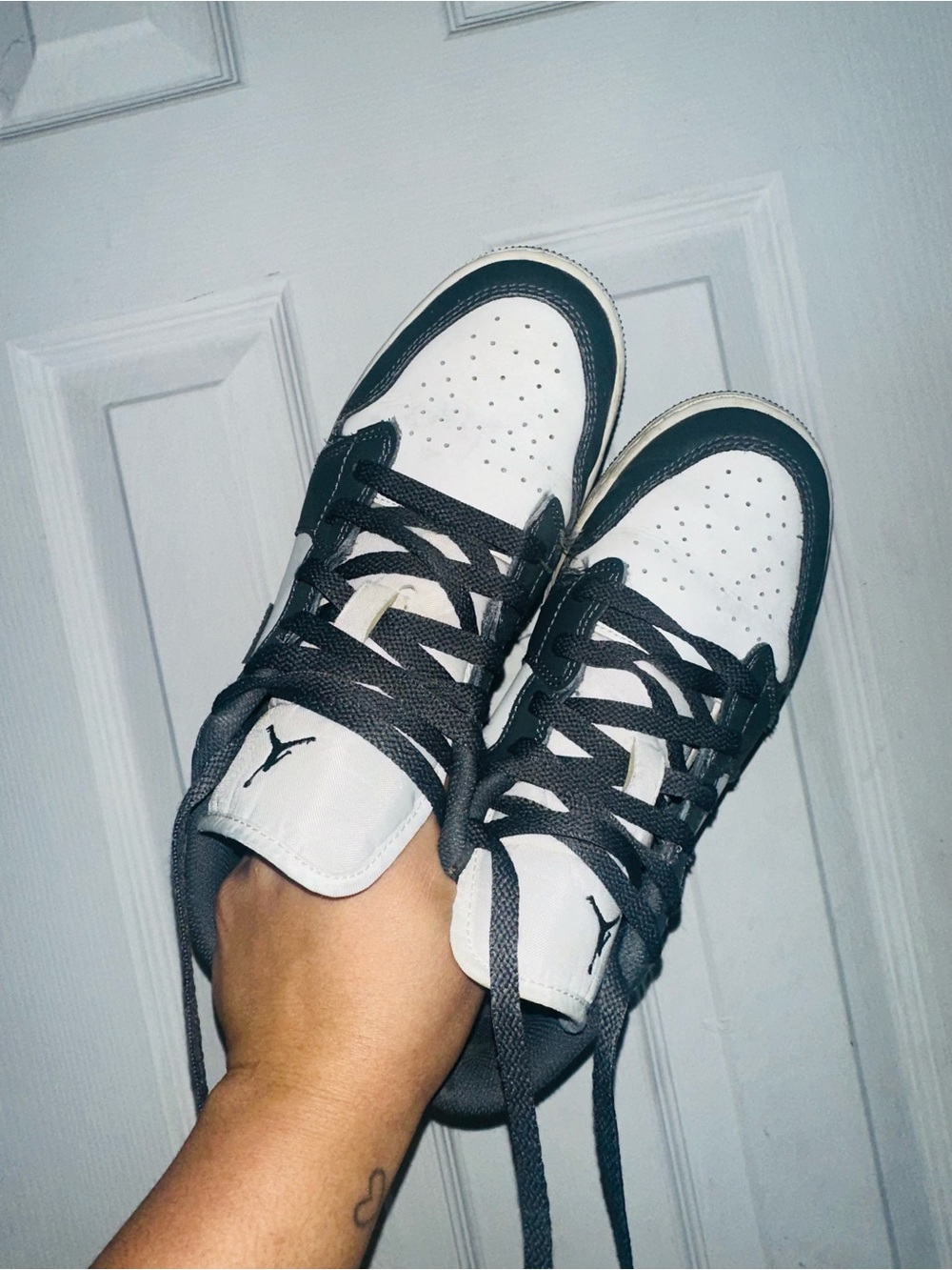 Jordan Kids White and Black Low-Top Sneakers
